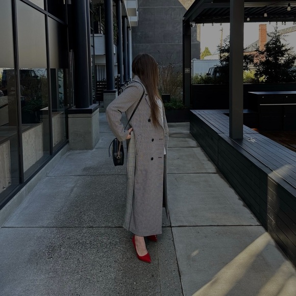 Oversized Double-Breasted Maxi Coat - DOUBLE FACE PLAID - Picture 3 of 6